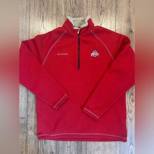 Ohio State University Buckeyes OSU Columbia Red Mens L Zip Up Fleece Pullover